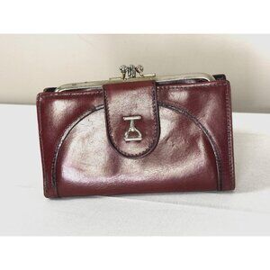 Vintage 90s Baronet 300 Burgundy Leather Wallet Minimalist Double Change Purse